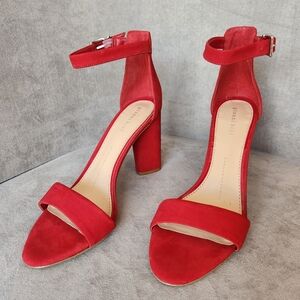 Gianni Bini Heled Sandals 9.5 Scarlet Red Suede Joenah Ankle Strap Dressy New$80